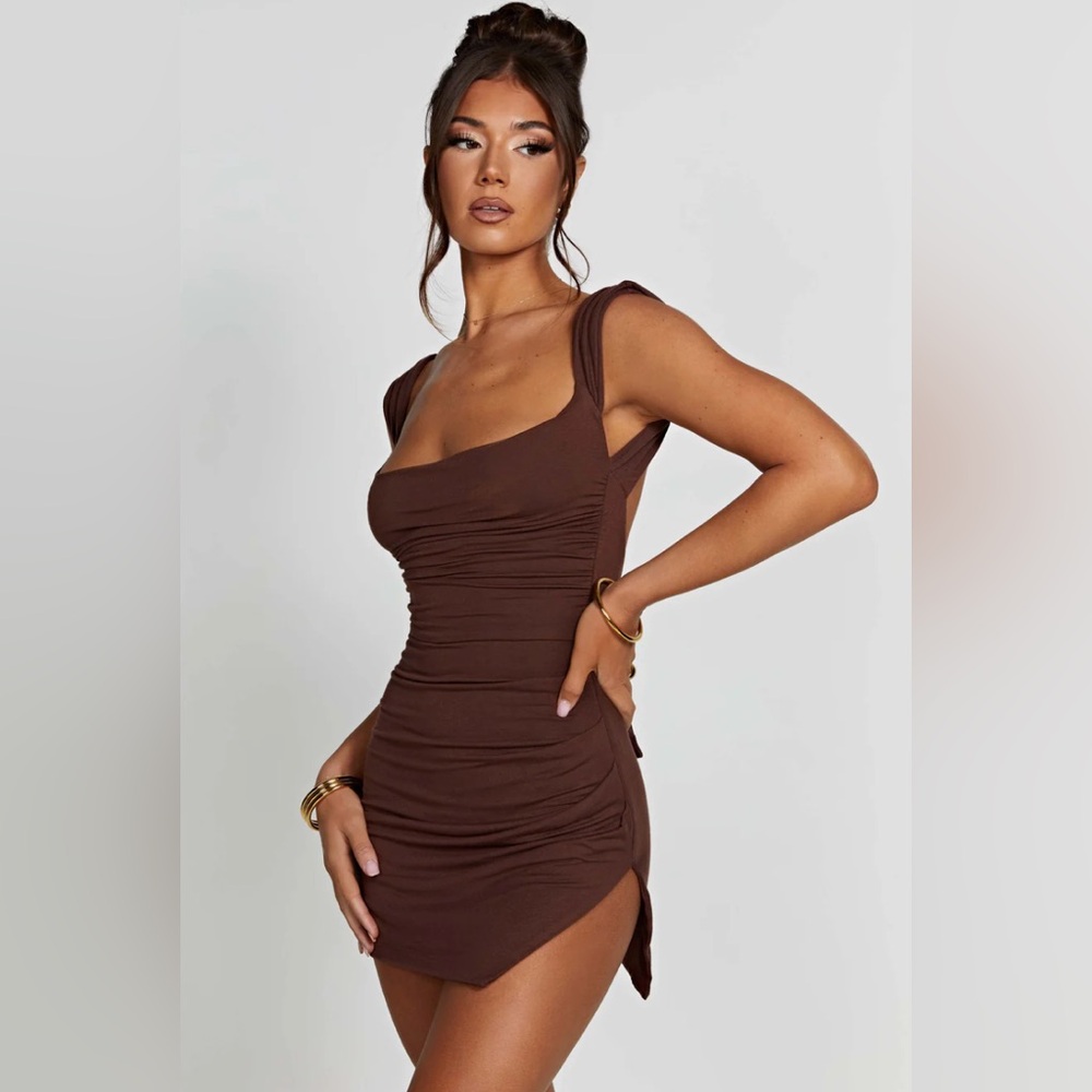BABYBOO - Ria Mini Dress in Chocolate Brown